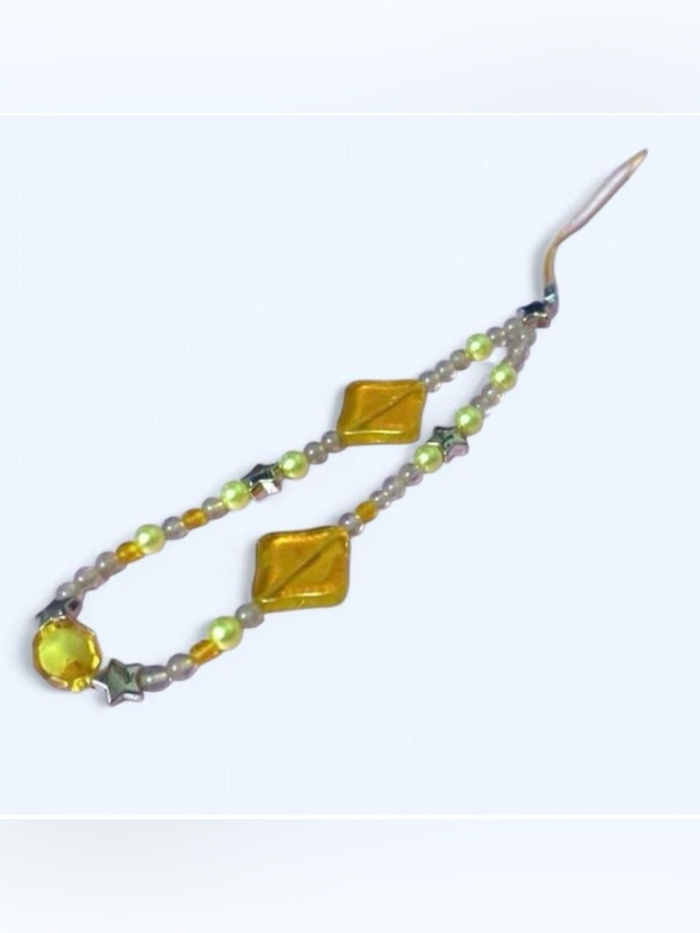 Mobile phone strap Beaded in Vibrate Yellow